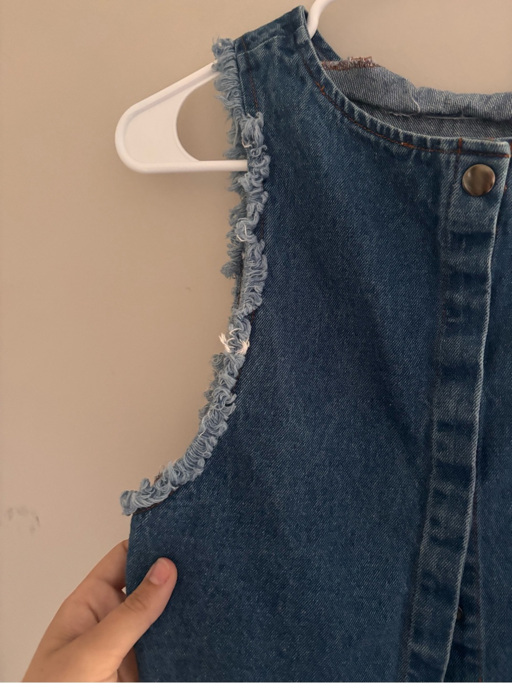 ASTR the label | denim button up back frayed edge tank - Picture 5 of 7